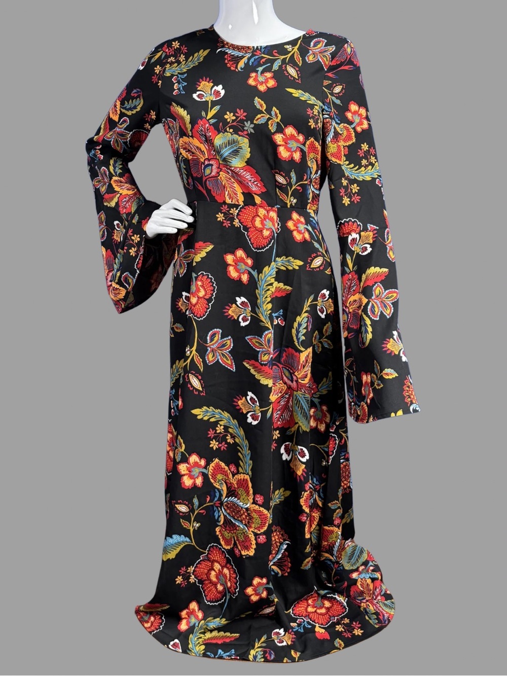 Vero Moda Black Floral Long-Sleeve Maxi Dress